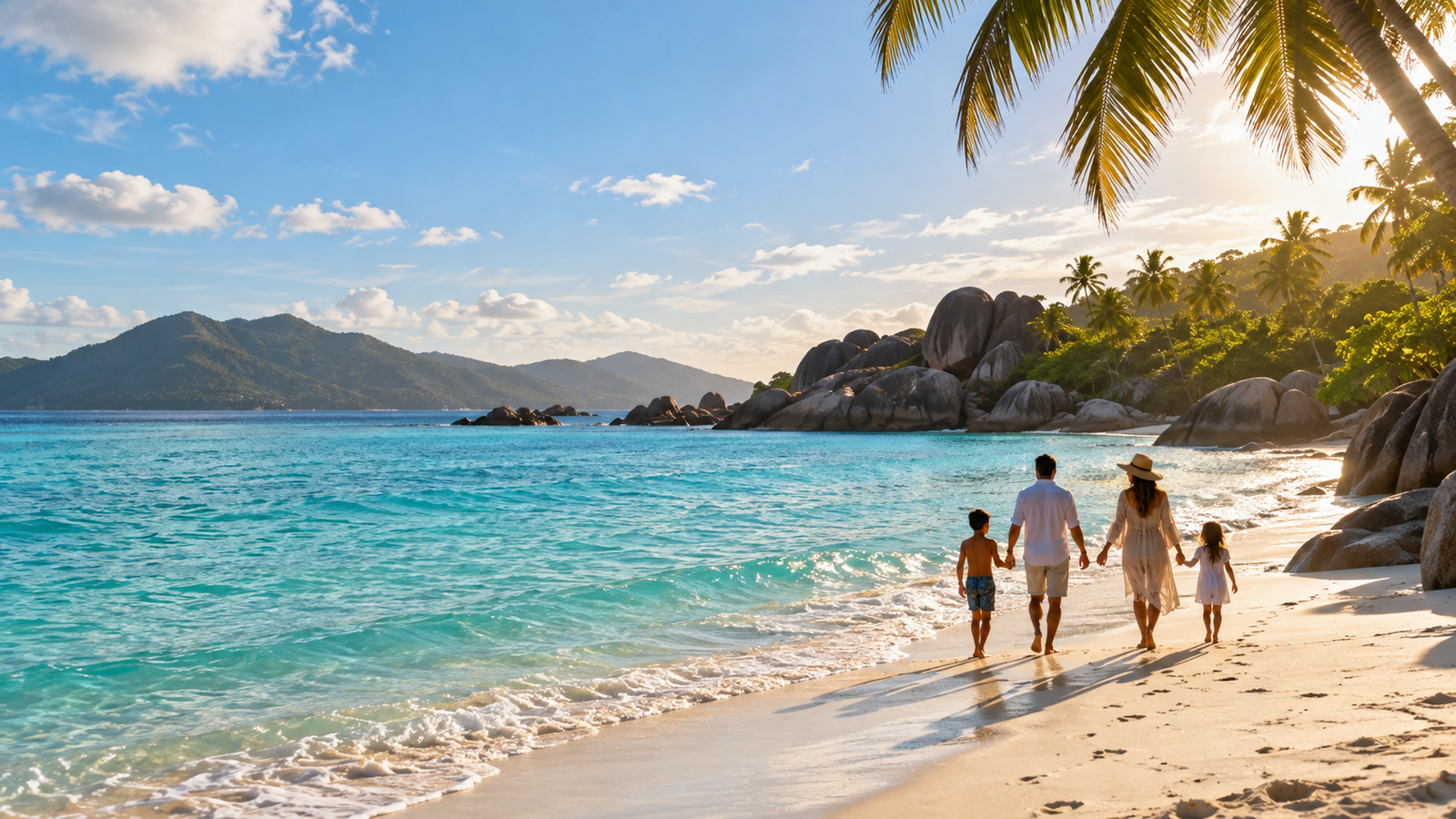 Family enjoying a beach vacation